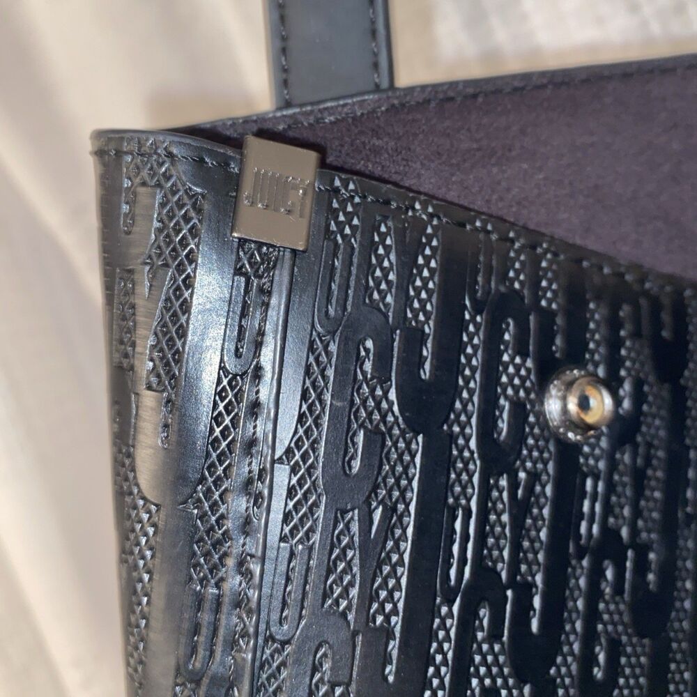 Juicy Couture Large Black Monogrammed Tote Bag No Shoulder Strap - Picture 4 of 4